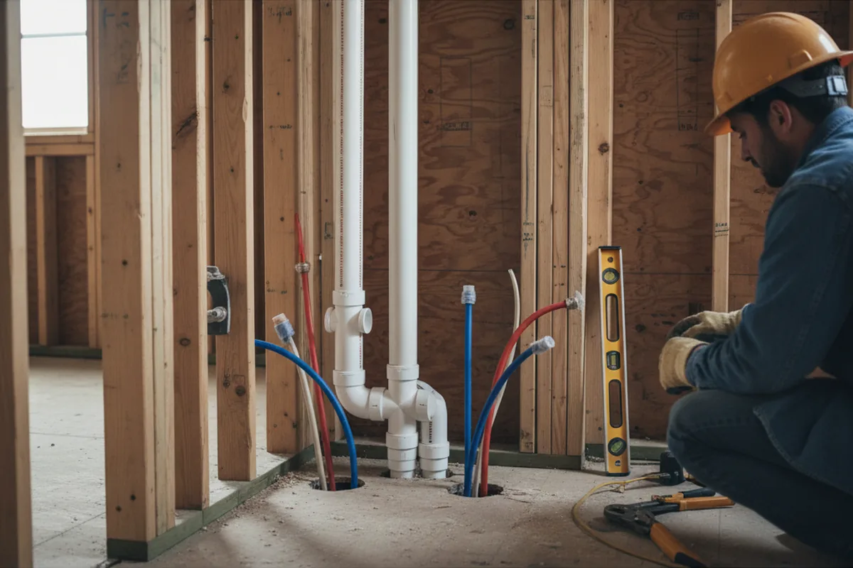 Drain and supply rough-in during Sump Pump Repair in Beatrice