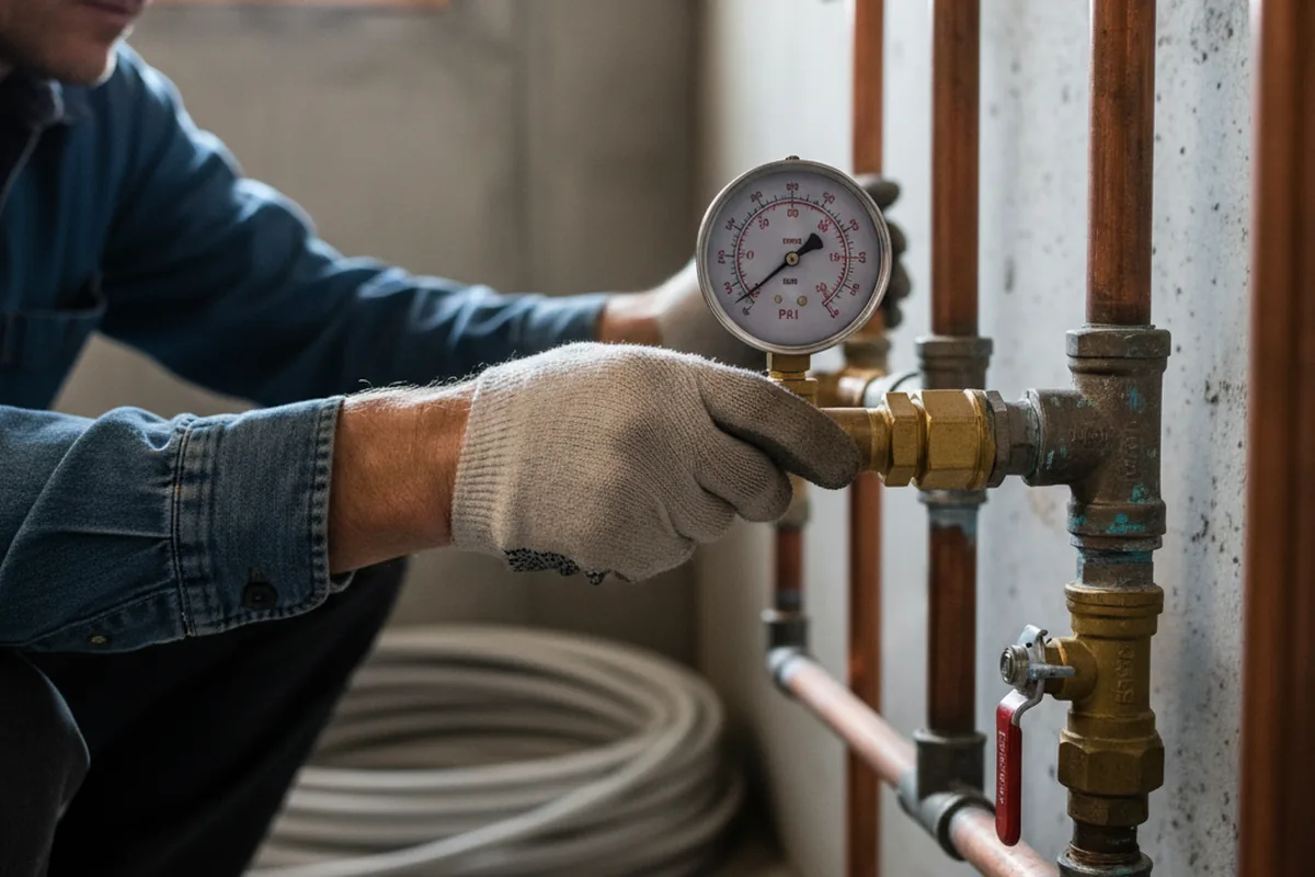 Pressure testing a repaired line during Water Line Repair in Beatrice